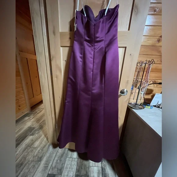 Belsoie Royal Purple Supreme Satin Strapless Dress. Size 12 - Picture 3 of 6